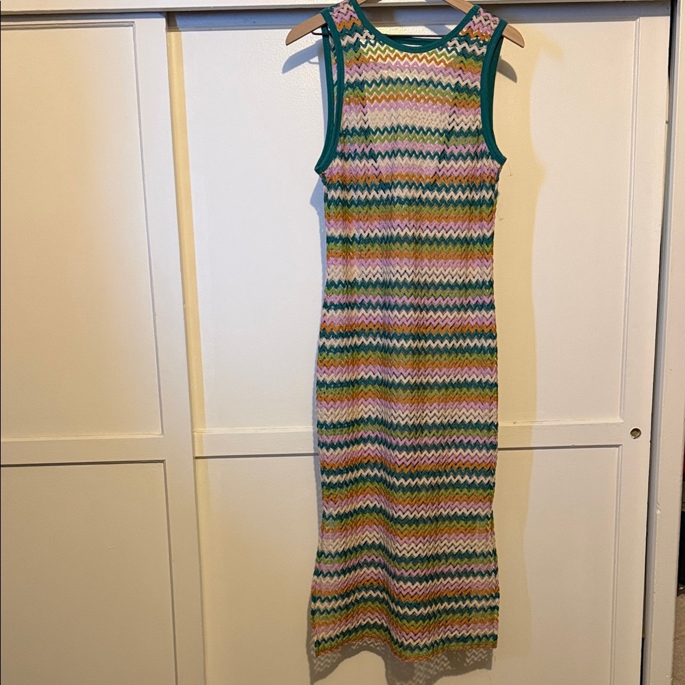 Colorful Zigzag Patterned  midi dress